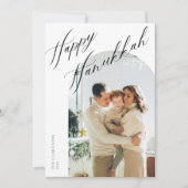 Moderne Boho Elegante Script Hanukka Kaart (Voorkant)