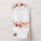 Moderne boho en neutalen — Floral QR-code All In One Uitnodiging (Binnen)