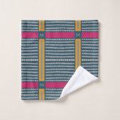 Moderne Boho Etnische Geometrische Multi Blauwgroe Bad Handdoek (Wasdoekje)