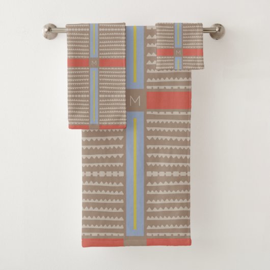 Moderne Boho etnische geometrische multi kaki Bad Handdoek (Insitu)