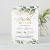Moderne boho eucalyptus Gold vertrekt bruin brunch Kaart (Staand voorkant)