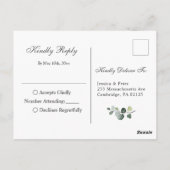 Moderne Boho Eucalyptus Krans Frame Trouw RSVP Briefkaart (Achterkant)