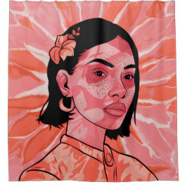 Moderne boho feministische minimalistische kunst douchegordijn