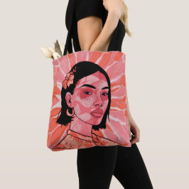 Moderne boho feministische minimalistische kunst tote bag