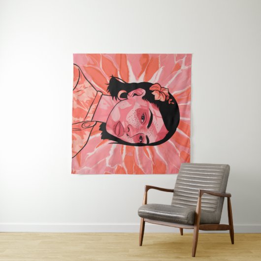 Moderne boho feministische minimalistische kunst wandkleed (In Situ (horizontaal))