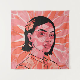 Moderne boho feministische minimalistische kunst wandkleed