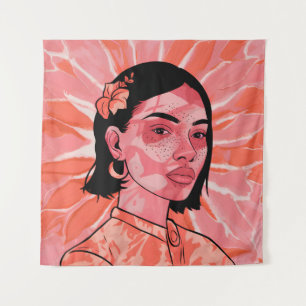 Moderne boho feministische minimalistische kunst wandkleed