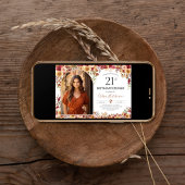 Moderne Boho Floral 21st Verjaardag Diner Foto Kaart