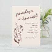 Moderne Boho Floral Aardse Herfst Rust Wedding Kaart (Staand voorkant)