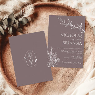 Moderne Boho Floral Cinnamon Slate Wedding Kaart