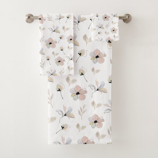 Moderne Boho Floral Design Handdoek Set (Insitu)