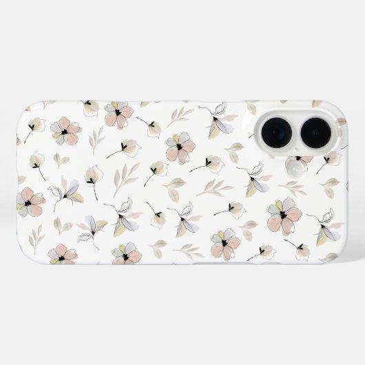 Moderne Boho Floral Design iPhone hoesje (Achterkant (horizontaal))
