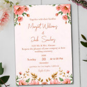 Moderne Boho Floral Dusty Peach Ivory Wedding Kaart