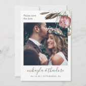 Moderne Boho Floral foto bruiloft Save The Date (Voorkant)
