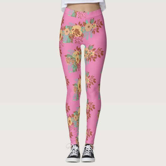 Moderne Boho Floral Home Decor Leggings (Voorkant)