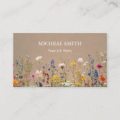 Moderne Boho Floral Kraft Visitekaartje (Voorkant)