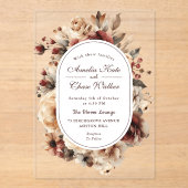 Moderne Boho Floral Lijst bruiloft Acryl Uitnodigingen (Voorkant)