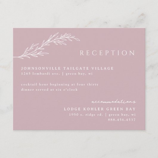 Moderne Boho Floral Outline in Blush Pink Informatiekaartje (Voorkant)