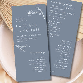 Moderne Boho Floral Outline in Dusty Steel Blue