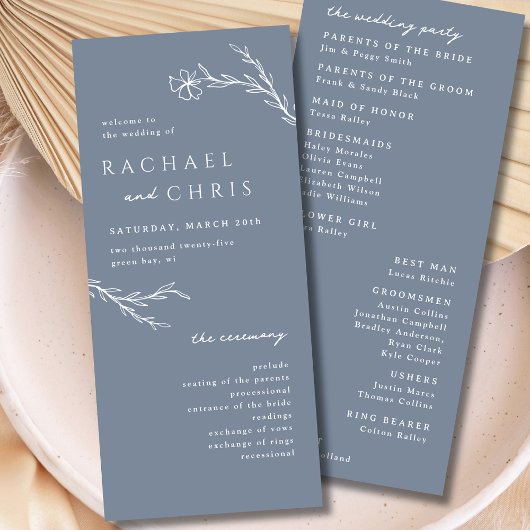 Moderne Boho Floral Outline in Dusty Steel Blue