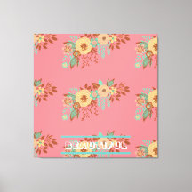 Moderne Boho Floral Pink Stretched Canvas Print