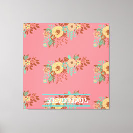 Moderne Boho Floral Pink Stretched Canvas Print