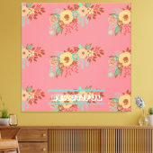 Moderne Boho Floral Pink Stretched Canvas Print (Insitu (Woonkamer))