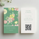 Moderne Boho Floral QR-code Visitekaartje