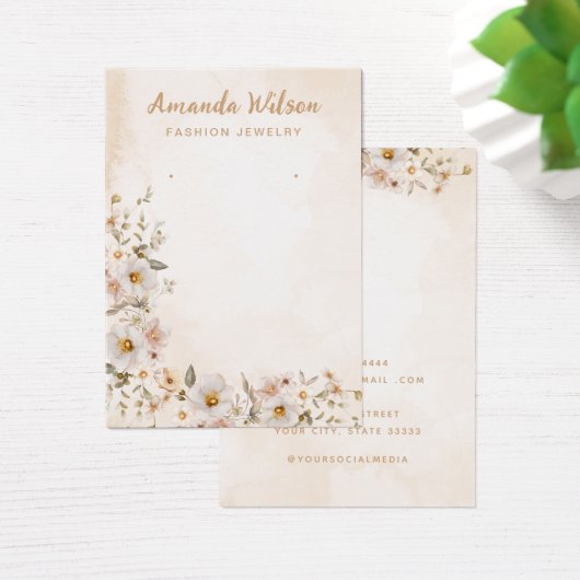 Moderne boho floral waterverf oorbel display kaart (Bureau)