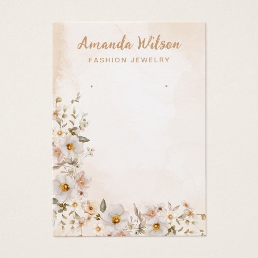 Moderne boho floral waterverf oorbel display kaart (Voorkant)