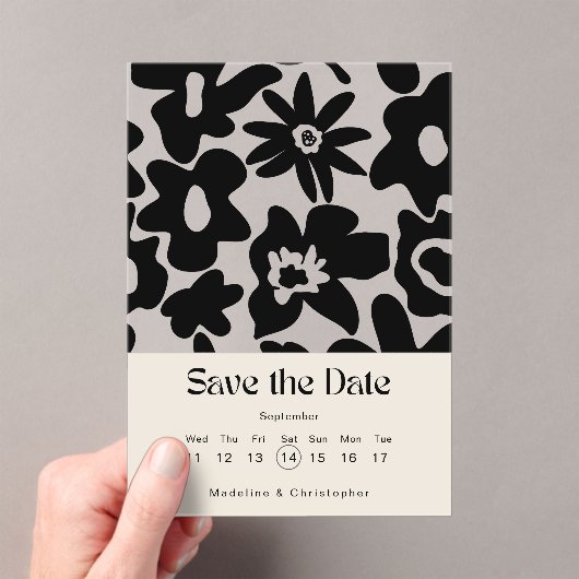 Moderne Boho Floral Wedding Save the Date Acryl Uitnodigingen (Insitu (Draagbaar))