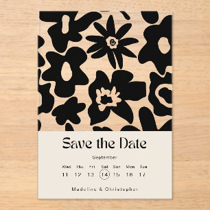 Moderne Boho Floral Wedding Save the Date Acryl Uitnodigingen