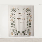 Moderne Boho Folk Bruiloft Achtergrond Decoratie Wandkleed (Voorkant)