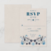 Moderne Boho Folk Bruiloft RSVP Reactiekaart Kaartje (Voorkant / Achterkant)