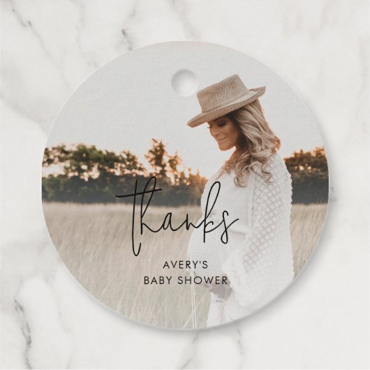 Moderne Boho foto dank u Baby shower Bedankjes Labels (Achterkant)