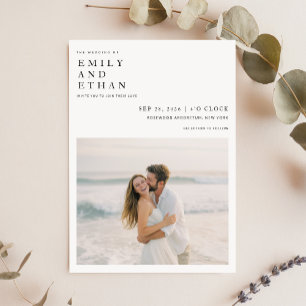 Moderne Boho Foto QR Code Destination Wedding Kaart