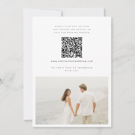 Moderne Boho Foto QR Code Destination Wedding Kaart (Achterkant)