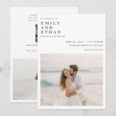 Moderne Boho Foto QR Code Destination Wedding Kaart (Voorkant / Achterkant)