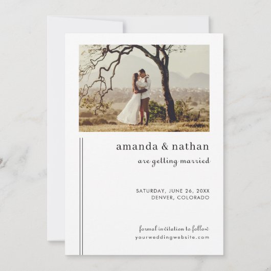 Moderne Boho-fototrouwdag Save The Date (Achterkant)