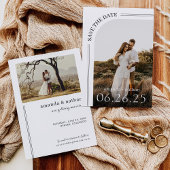 Moderne Boho-fototrouwdag Save The Date