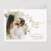 Moderne Boho Gebogen Foto Huwelijk Save The Date Aankondigingskaart (Voorkant)