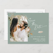 Moderne Boho Gebogen Foto Huwelijk Save The Date Aankondigingskaart (Voorkant / Achterkant)