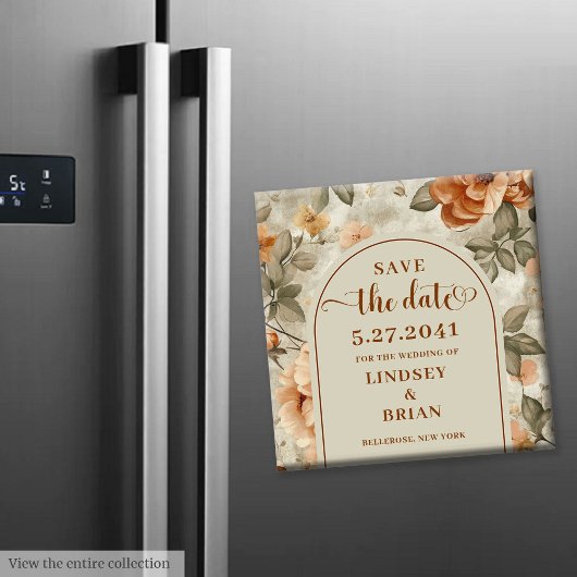 Moderne Boho Gebrande Oranje Beige Salie Save the  Magneet