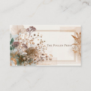 Moderne Boho Gedroogde Bloem Gouden Glitter Lijst Visitekaartje