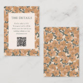Moderne Boho Gele Bloem Bruiloft Herfst QR Code Informatiekaartje (Voorkant / Achterkant)