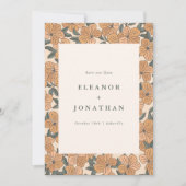 Moderne Boho Gele Bloem Bruiloft Herfst QR Code Save The Date (Voorkant)