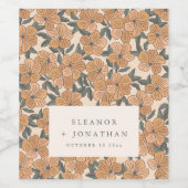Moderne Boho Gele Bloem Oefen Diner Aangepast Wijn Etiket (Enkel label)