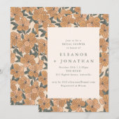 Moderne Boho Gele Bloemenkraam Bruidsdouche Kaart (Voorkant / Achterkant)