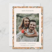 Moderne Boho Gele Bloemige Trouwfoto QR-code Save The Date (Voorkant)