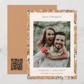 Moderne Boho Gele Bloemige Trouwfoto QR-code Save The Date (Voorkant / Achterkant)
